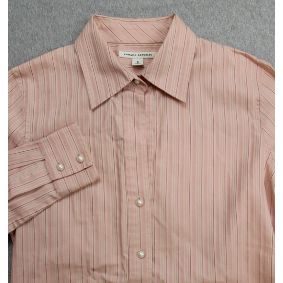 Banana Republic Shirt Womens Size Small Striped Button Up Long Sleeve Cotton - Picture 3 of 6